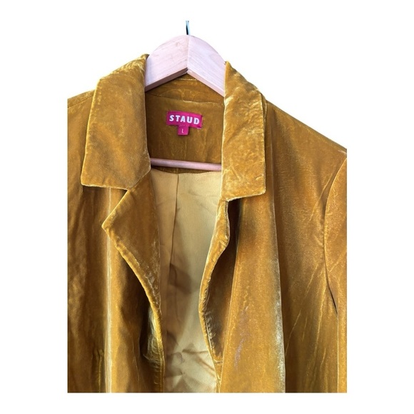 STAUD Madden Velvet Blazer In Ocher Size L - Picture 5 of 13